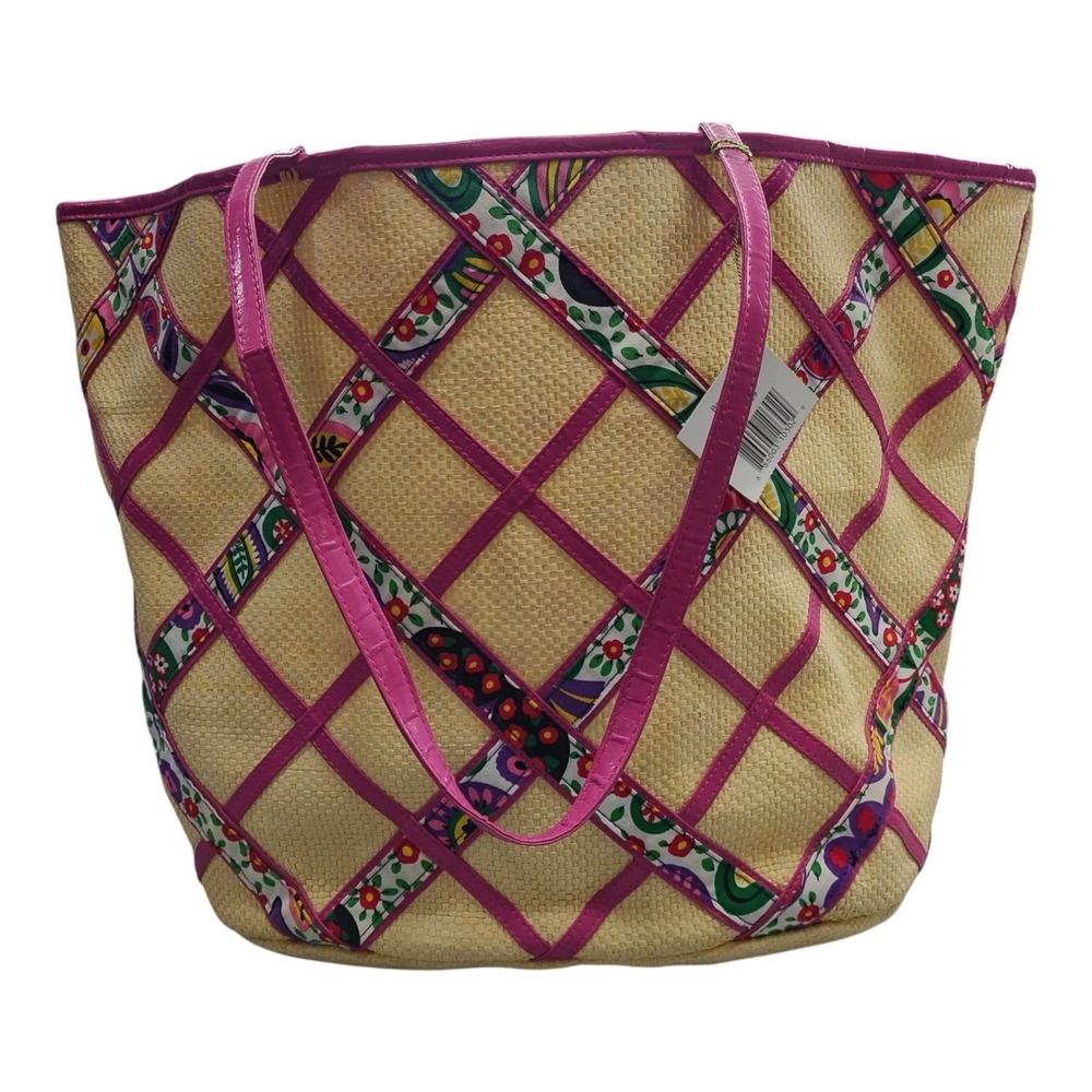 Vera Bradley Viva La Vera Beach Tote Bag Womens Multi‎ Lattice Double Handles
